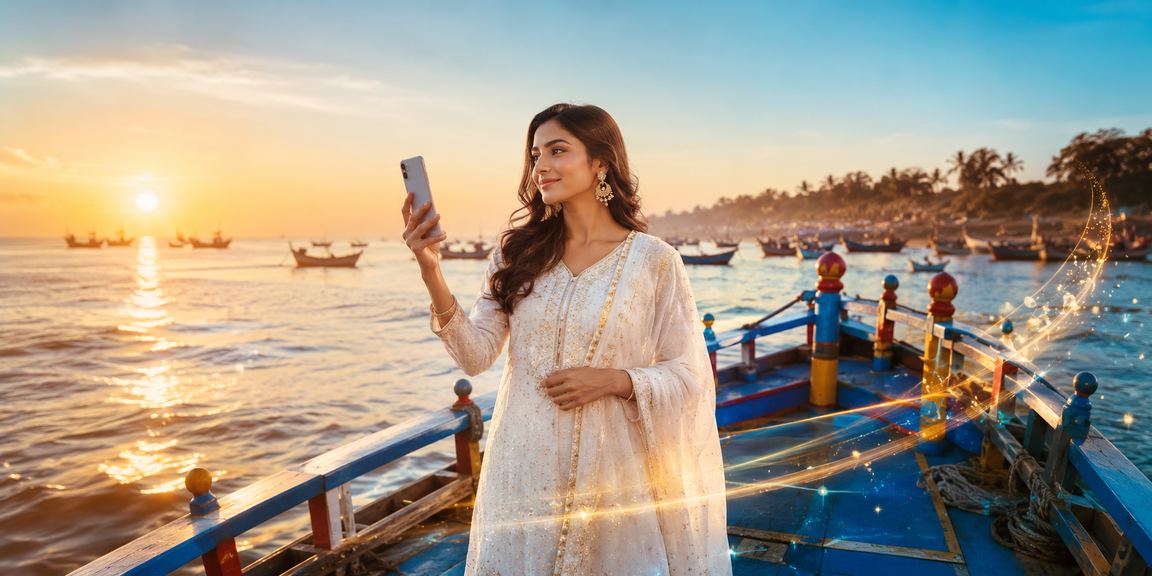কক্সবাজারে সমুদ্র সৈকতে মোবাইলে গেমিং উপভোগ করছেন একজন ব্যবহারকারী
